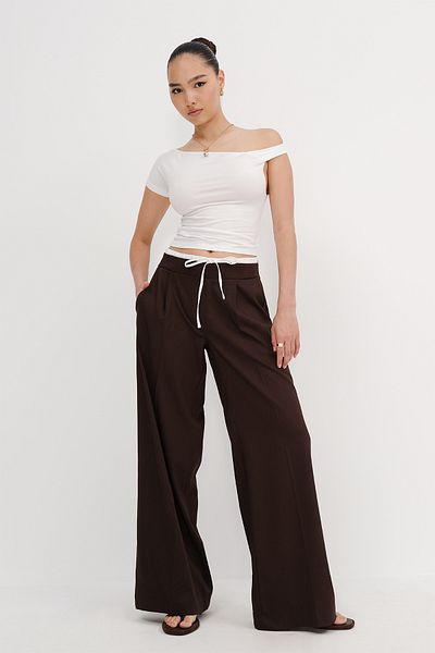 Addax Wide Leg Trousers with Waist Detail Pn17336