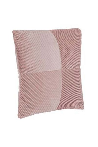 Jumbo Decorative Pillow Pink Nude Velvet with Embossed Stripes for Couch 45 x 45 cm