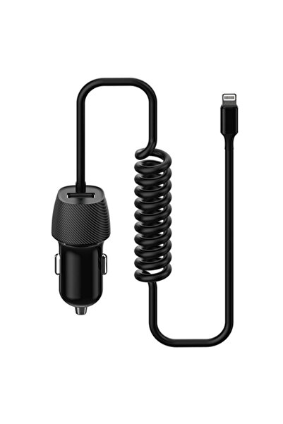 OEM CAR CHARGER 3.4A LIGHTNING CABLE SPIRAL