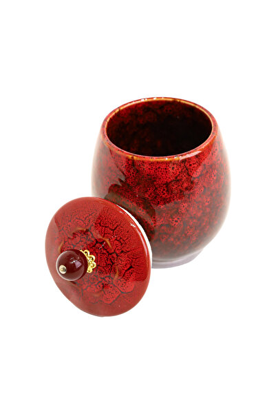 Generic Elegant ceramic tea and coffee sugar bowl (Dimensions: 7cm length * 11cm height) - Gradient red
