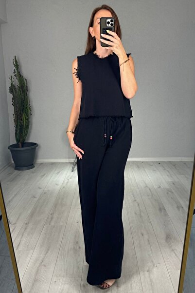 lady special Linen Trousers Blouse Set