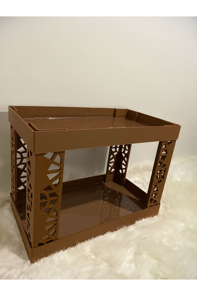 teknotrust İki Katlı Çok Amaçlı Makyaj ve Takı Düzenleyici, Kahverengi