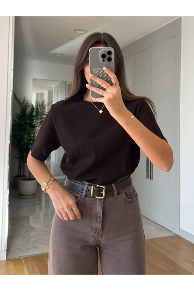 My Blog Bitter Brown Basic T-Shirt - 1075