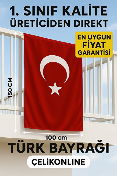 Babyc Türk Bayrağı 100x150 cm Raşel Kumaş – Asma İpli | 1. Sınıf Kalite | Üre...