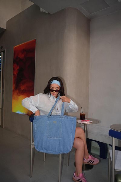 minaaise Geantă de damă din denim albastru 29260