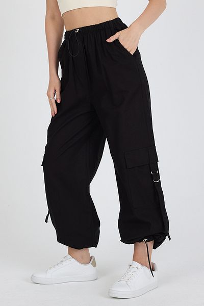 Rodi Elastic Waist 3 Pocket Buckle 100% Cotton Cargo Pocket Women's Trousers 1447