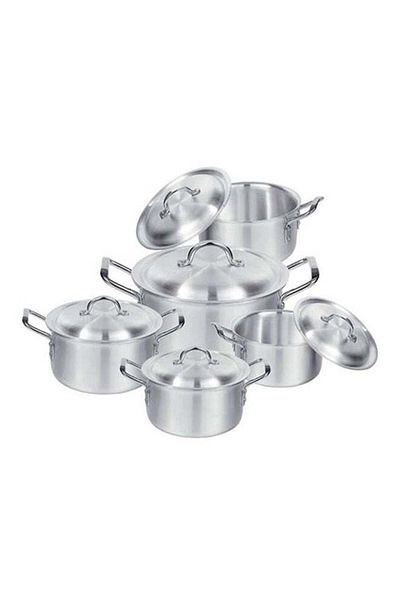 Cady One Aluminum Cookware Set 10 Pieces Pakistani Silver 28 cm