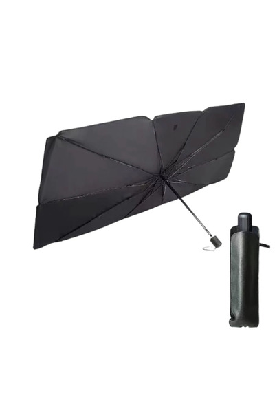 OEM Parasolar auto pliabil, în formă de umbrelă, negru-argintiu, 145 x 75 cm,...