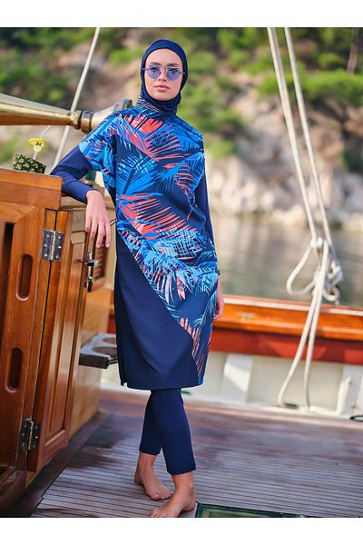 ALFASA Palmiye Άνετο Μαγιό Hijab - Navy Blue - Alfasa