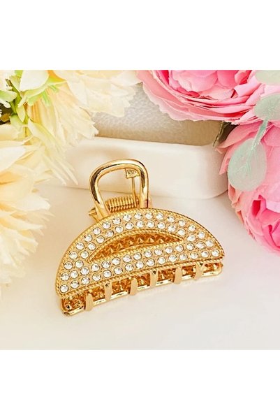 Sorendy Semicircle Metal Buckle Letter D Luxury Crystal Stone Gold Color Hair Clip Sat-108