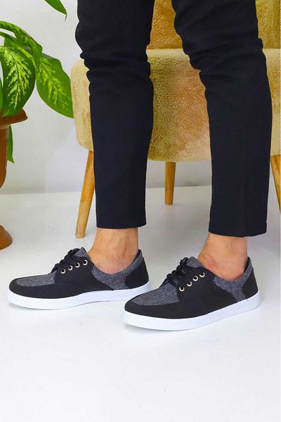 Weynes Men's Black Linen Comfortable Casual Sneaker Wsb4068