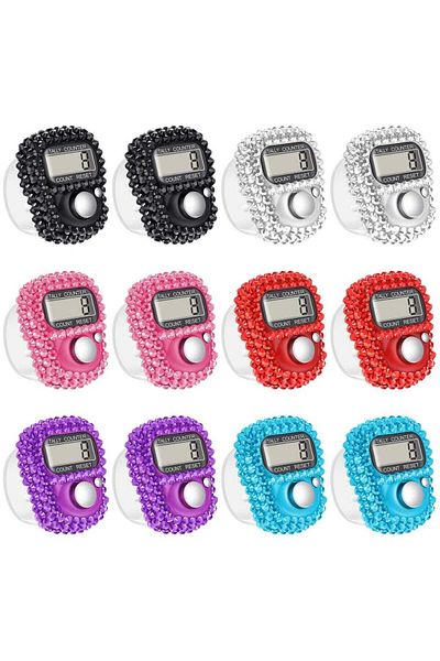 Rally 12 Pieces Mini Finger Tally Counter With LCD Display Multicolour