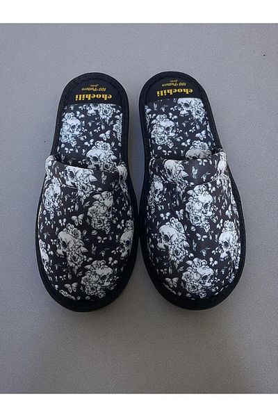 Chochili Unisex Floral Skull House Slippers