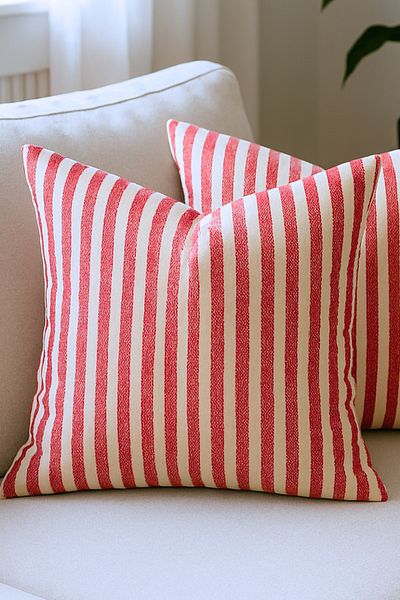 KAMİZ Striped Cotton Linen 2-Piece Throw Pillow Cover