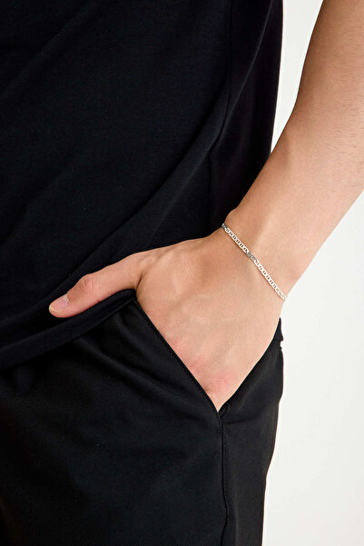 ANDA 925 Ayar Gümüş Unisex Barlı Bileklik 2mm