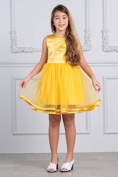 Modaviki Girls Satin and Tulle Evening Dress Yellow Kvc996