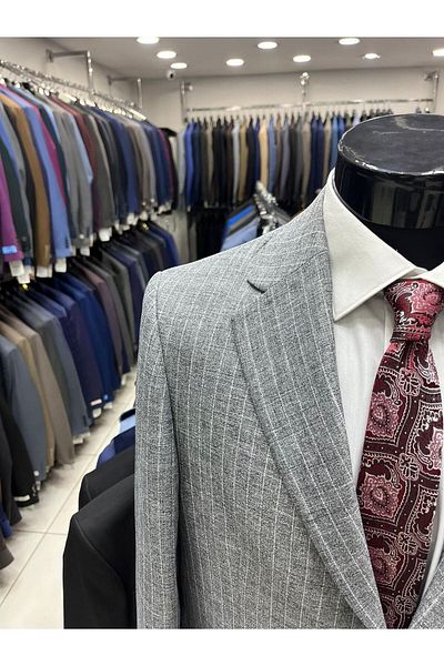 Querinca Striped Linen Suit