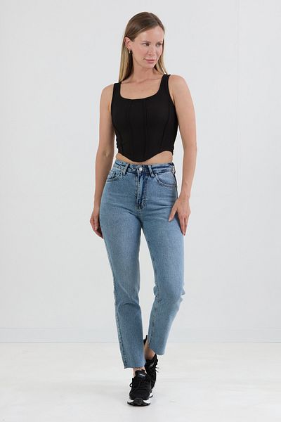 Fulla Moda Ribbed Stitched Crop Body