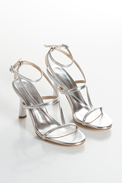 PASSAGE SHOES Women's Ankle Strap Heeled Shoes 3096 Lame