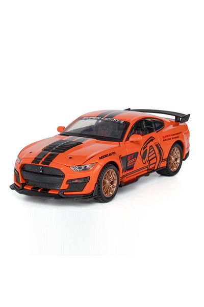 Choice Orange 1:32 Mustang Shelby GT500 Miniature Car Model Toys Alloy Diecast Sound Light Doors Opened Pul
