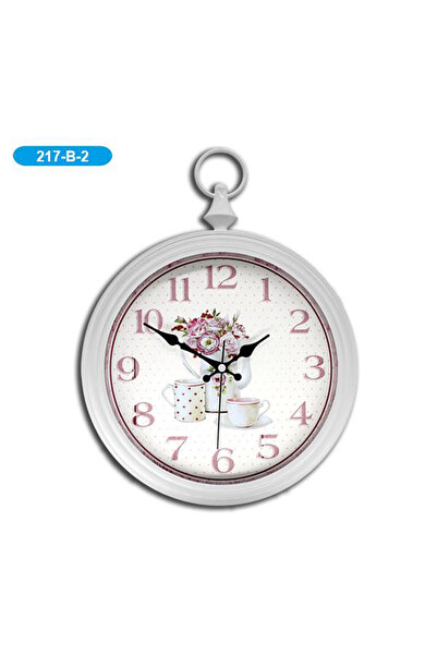 Genel Markalar Pembe Çiçek Tasarımlı Modern Duvar Saati D-217-B-2