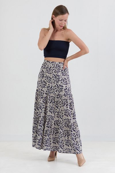 Fulla Moda Patterned Elastic Waist Skirt