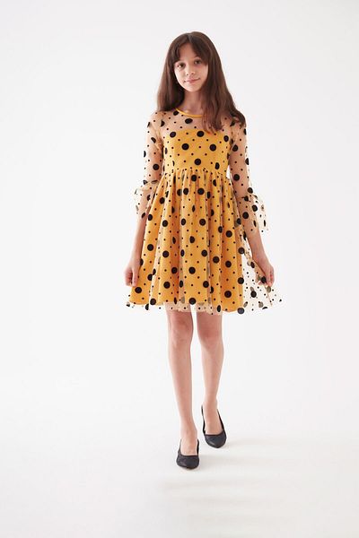Modaviki Girl's Polka Dot Tulle Dress Yellow Kvc886