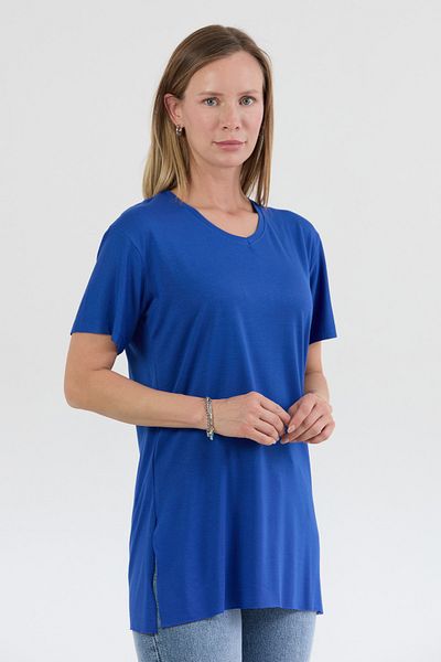 Fulla Moda Tricou de bază lycra cu decolteu în V, cu fante laterale