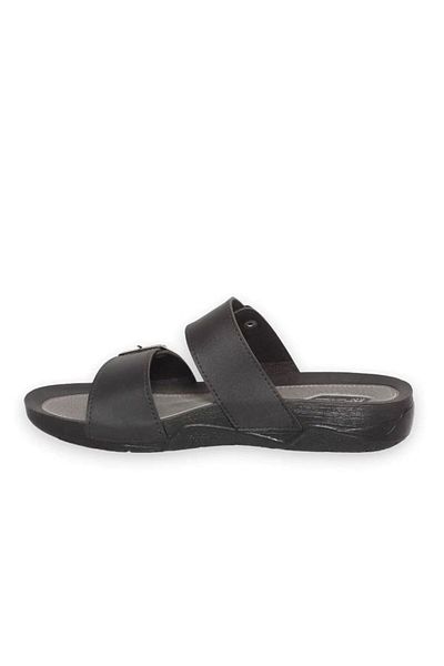 Demashoes Μαύρες Ορθοπεδικές Σόλα Διπλής Πόρπης Καθημερινές Κομψές Παντόφλες