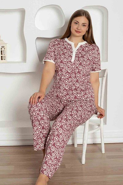 Farya Home X-Dreamy Plus Size Lycra Cotton Floral Short Sleeve Pajamas Set