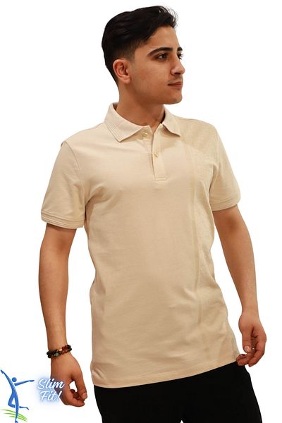 sermoda Men's Slim Fit Slim Fit Cotton Soft Texture Breathable Fabric Anti-Curling Collar Khaki Polo Collar T-Shirt