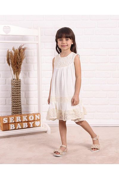 Serkon Girl's Collar Daisy Lace Dress