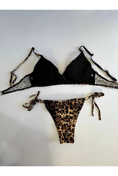 hazelin Women's Brown Leopard Pattern Bikini Set Hzl25S-Lc3119