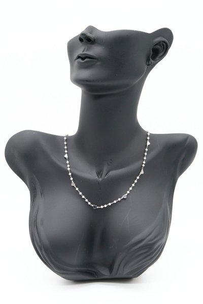 TAKIBOX Minimal Heart Detailed Pearl Steel Necklace