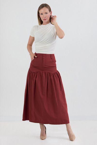 Fulla Moda Fusta din tricot cu buzunar cu nasturi