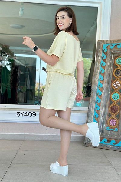 İnce Topuk Off Shoulder Crystal Fabric Jumpsuit 5Y409