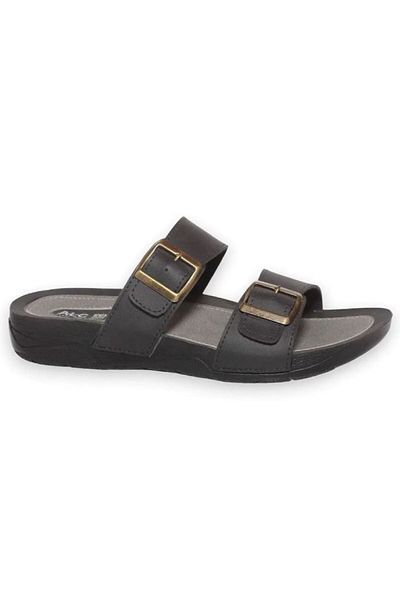 Demashoes Μαύρες Ορθοπεδικές Σόλα Διπλής Πόρπης Καθημερινές Κομψές Παντόφλες