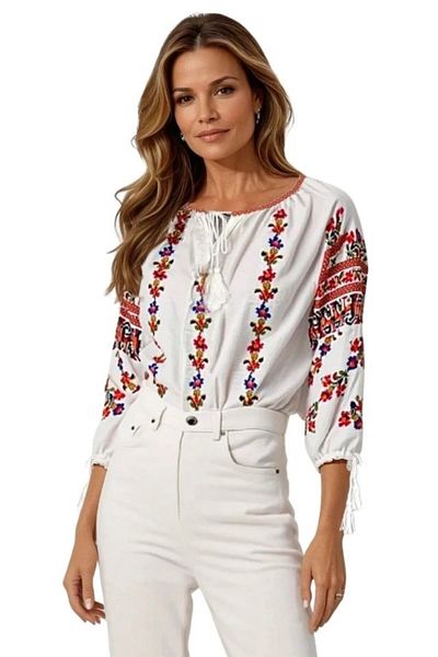rody's forever Women's blouse type ie R25 white/blue, size 2XL
