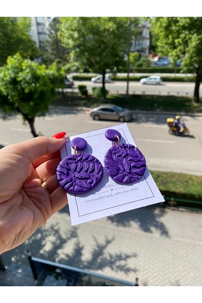 VIVINCA Handmade Polymer Clay Colorful Vibrant Lightweight Earrings - Vivinca Colorsof Soul Purple