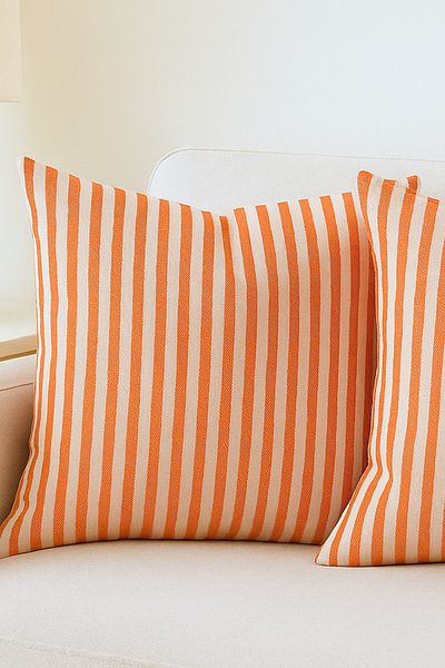 KAMİZ Striped Cotton Linen 2-Piece Throw Pillow Cover
