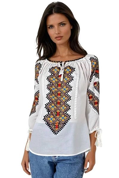 rody's forever Women's blouse type ie D24 white/black mahogany, size 2XL