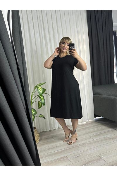 fly just Women's Plus Size Sleeves Cross Biyer Detail Flexible Viscosse Dress