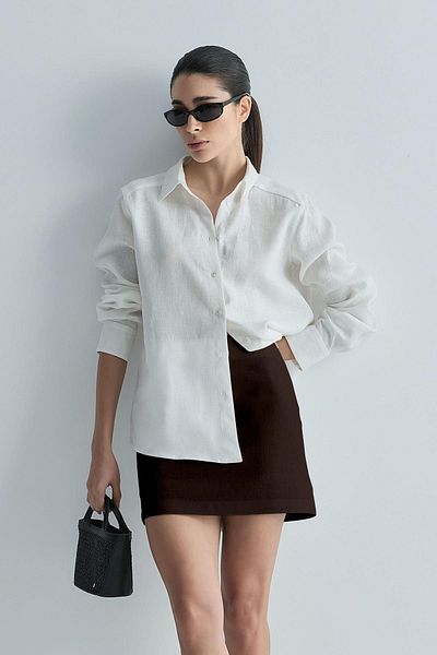 Suud Collection Горчиво кафява пола Nora от 100% лен