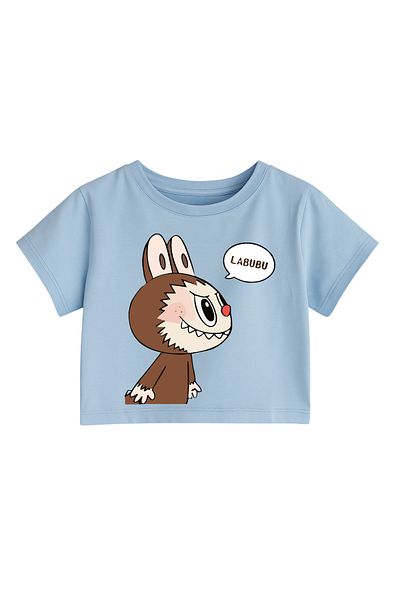 MECH BUTİK Tricou Crop Top pentru fete cu imprimeu Labubu
