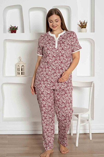 Farya Home X-Dreamy Plus Size Lycra Cotton Floral Short Sleeve Pajamas Set