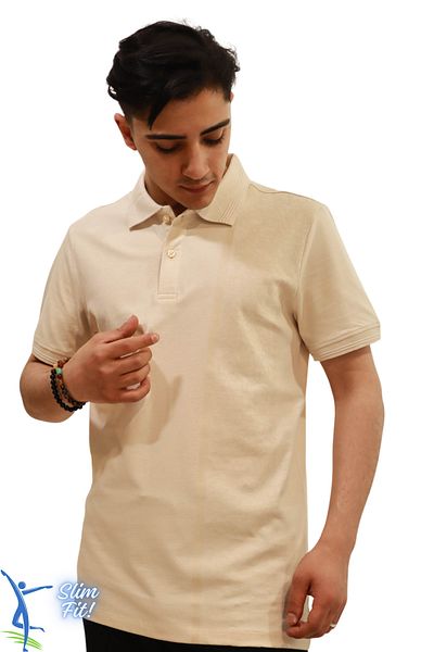 sermoda Men's Slim Fit Slim Fit Cotton Soft Texture Breathable Fabric Anti-Curling Collar Khaki Polo Collar T-Shirt