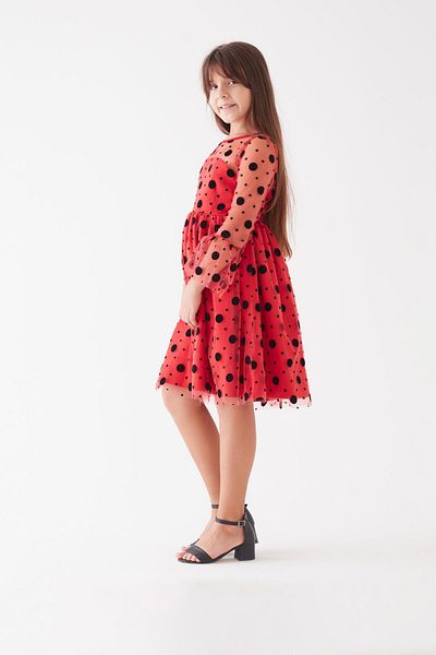 Modaviki Girl's Polka Dot Tulle Dress Red Kvc886