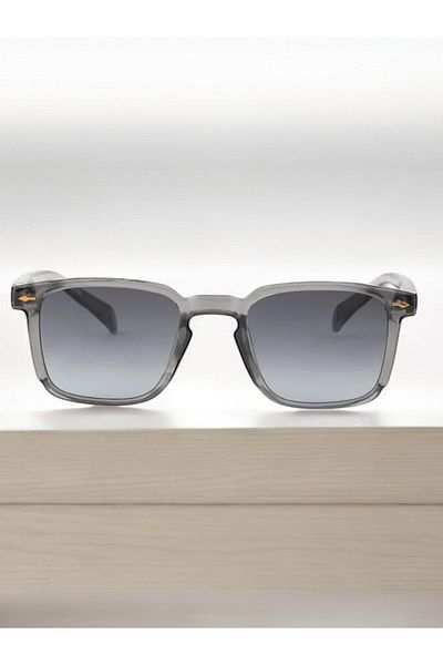 Merand Unisex Gray Transparent Square Frame Uv400 Sunglasses