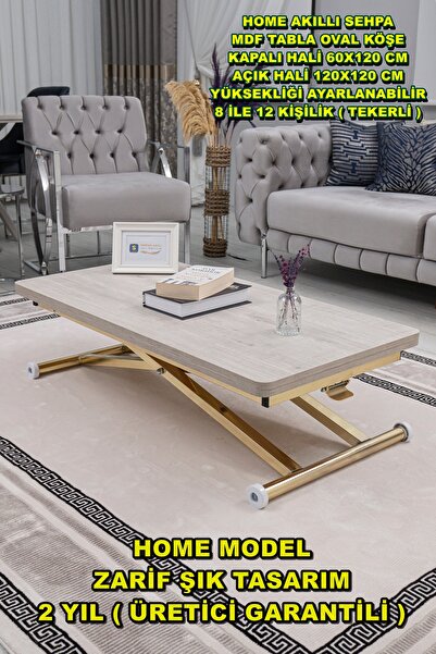 SEHPAM AKILLI Akıllı Sehpa Home Üst Tabla Mdf Alt Mekanizma Gold Kaplama