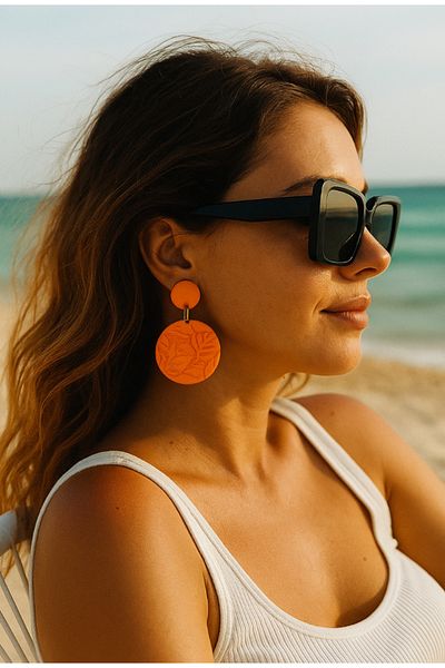 VIVINCA Handmade Polymer Clay Colorful Vibrant Lightweight Earrings - Vivinca Colors of Soul Orange